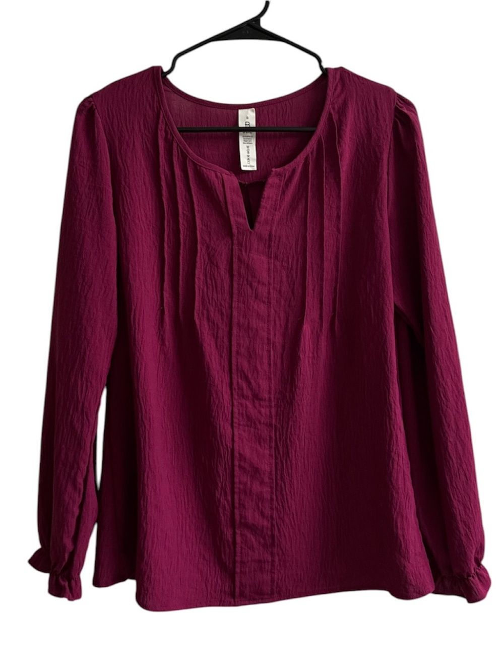 Lightweight Split-Neck Blouse in Deep Berry - Women Tops